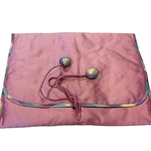 Zazendi Pink And Pastel Plaid Lingerie Bag Silk 12x10 - Picture 1 of 5